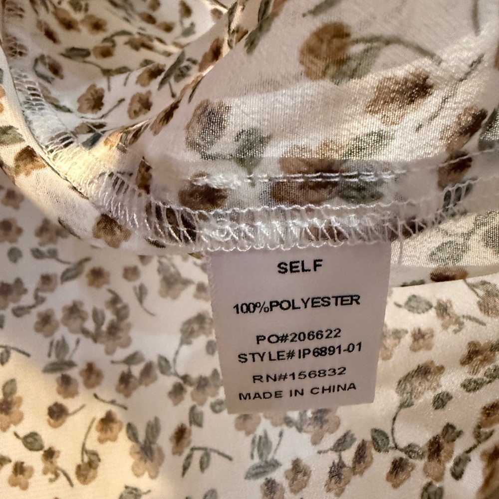 BiBi Beige and Brown Patterned Button Down Blouse… - image 6